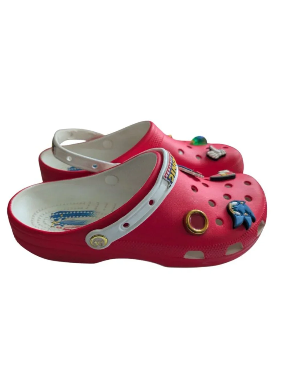Crocs Sonic The Hedgehog Sega Red Classic Clogs Mens 10 Womens 12 w/ Jibbitz